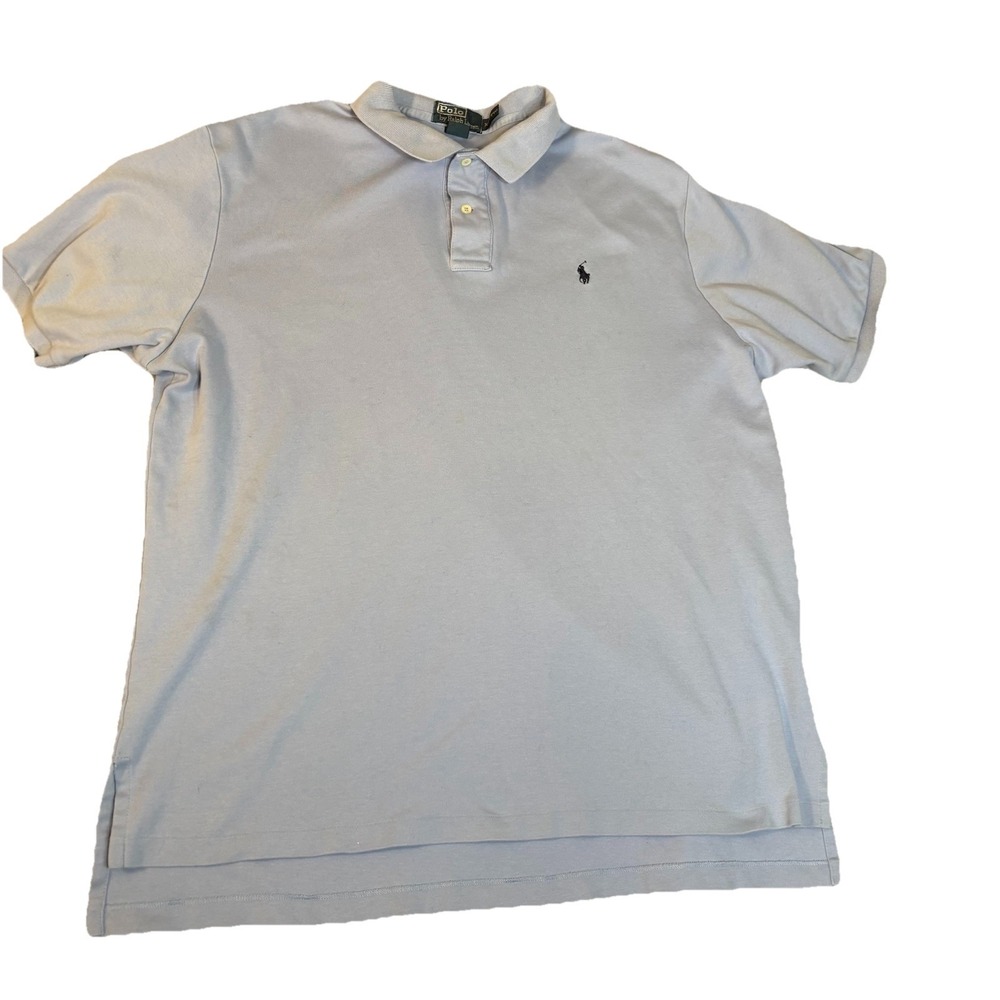 Polo Ralph Lauren Short Sleeve Polo Shirt Mens XXL Light Blue Golf Preppy Cotton